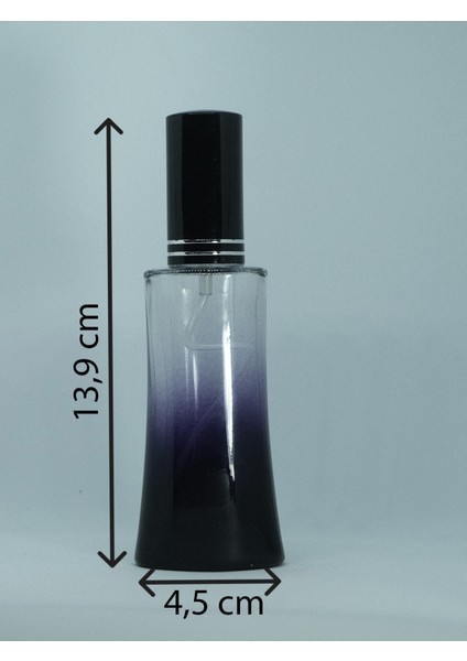 Parfüm Şişesi 50 ml (2 Adet) Siyah Ieyfel Siyah Metal Valf ve Kapak Boş Şişe