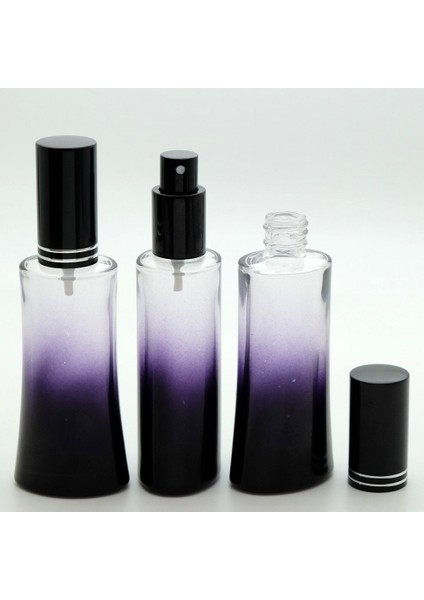 Parfüm Şişesi 50 ml (2 Adet) Siyah Ieyfel Siyah Metal Valf ve Kapak Boş Şişe
