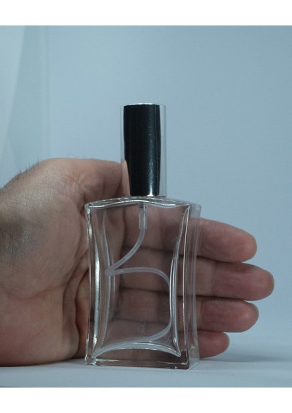Parfüm Şişesi 50 ml (5 Adet) Gri Kapak Plastik Valf Içbükey Boş Şişe