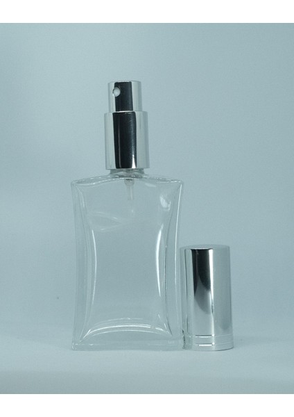 Parfüm Şişesi 50 ml (10 Adet) Gri Kapak Metal Valf Içbükey Boş Şişe