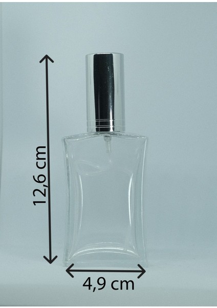 Parfüm Şişesi 50 ml (10 Adet) Gri Kapak Metal Valf Içbükey Boş Şişe