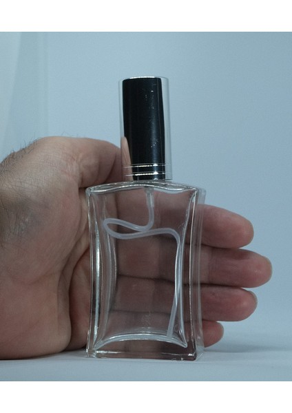 Parfüm Şişesi 50 ml (10 Adet) Gri Kapak Metal Valf Içbükey Boş Şişe