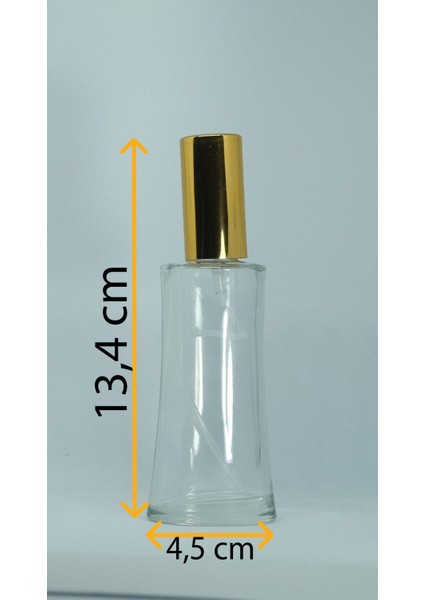 Parfüm Şişesi 50 ml (2 Adet) Eyfel Sarı Kapak Plastik Valf Boş Şişe