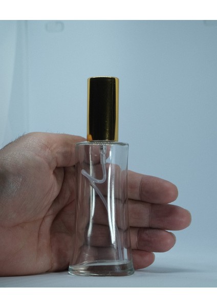 Parfüm Şişesi 50 ml (2 Adet) Eyfel Sarı Kapak Plastik Valf Boş Şişe