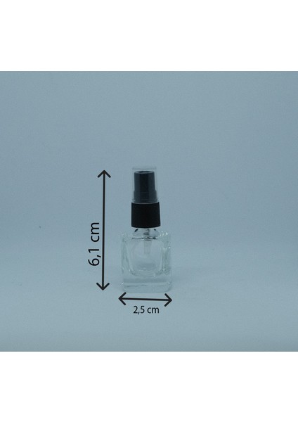 Boş Parfüm ve Kolonya Şişesi 5 ml 5 Adet Boş Cam Kare Siyah Sprey Şişe