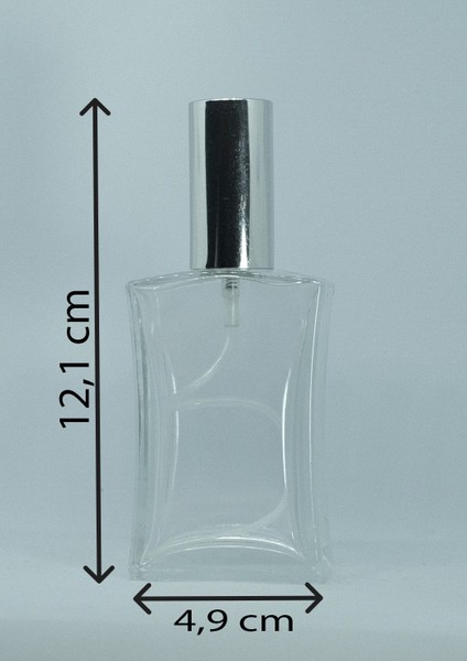 Parfüm Şişesi 50 ml (10 Adet) Gri Kapak Plastik Valf Içbükey Boş Şişe