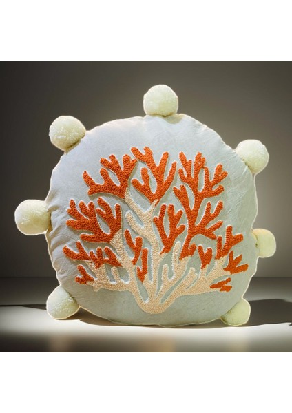 Punch Işleme Kırlent Kılıf,mercan Deseni 40 x 40 cm