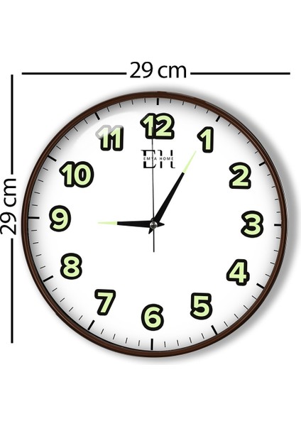 Fosforlu Duvar Saati Kahverengi - 29 cm indirimleri