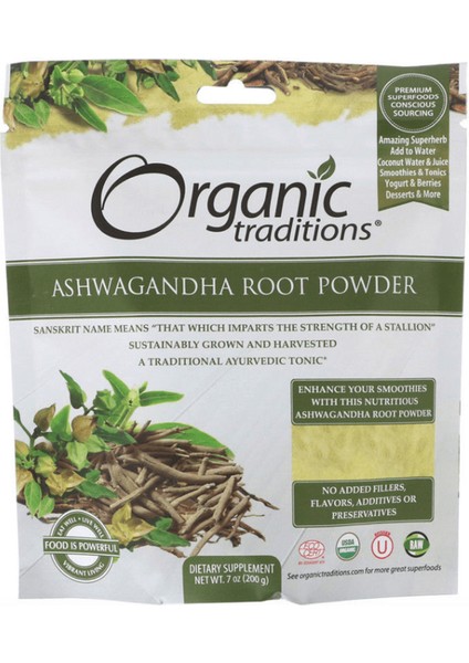 Asvaganda Root Powder 40 Servis (200 Gr) Usa