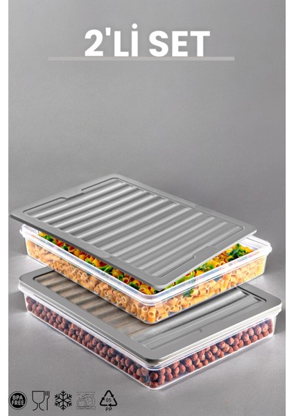 2'li Set Freshbox Mikrodalga ve Difrize Uygun Saklama Kabı Gri fiyatları