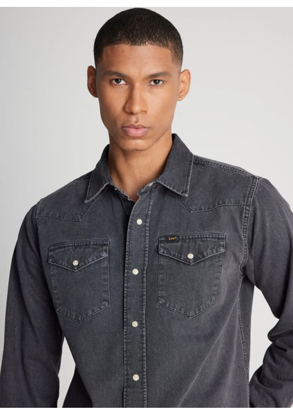 Regular Fit Antrasit Erkek Denim Gömlek L241513003 Uzun Kollu Jean Gömlek fiyatları