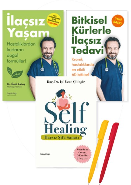 Alfa Kalem+3 Kitap(Ilaçsız Yaşam-Bitkisel Kürlerle Ilaçs Tedavi-Self Healing-Ilaçsız Şifa)Ümit Aktaş