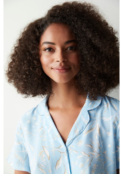 Maye Desenli Mavi Pijama Takımı fiyatları