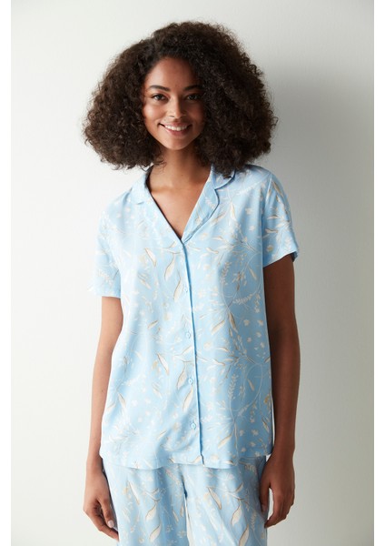 Maye Desenli Mavi Pijama Takımı fırsatları