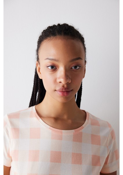Peach Gingham Şortlu Pijama Takımı fiyatları