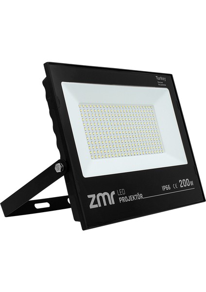 200 Watt Beyaz 6500K IP66 150* Işık Açısı 220 Volt Siyah Slim Kasa LED Projektör (2818)