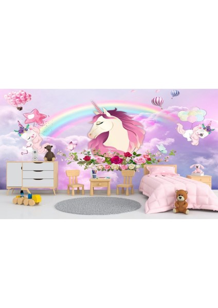Unicorn Desen Çocuk Odası Duvar Kağıdı