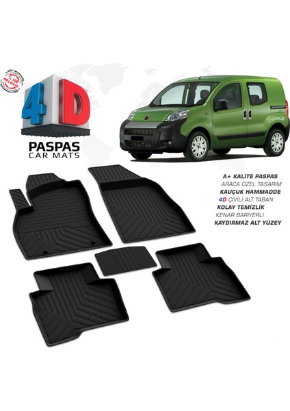 Fiat Fiorino Ferrous 4d Havuzlu Kauçuk Paspas 2008 ve Üstü