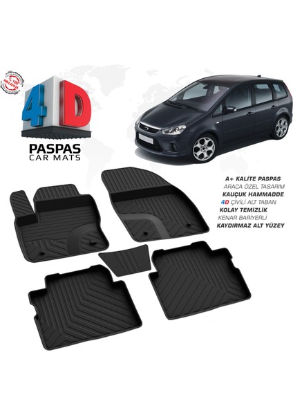 Ford C-Max 1 Ferrous 4d Havuzlu Kauçuk Paspas 2002 2010