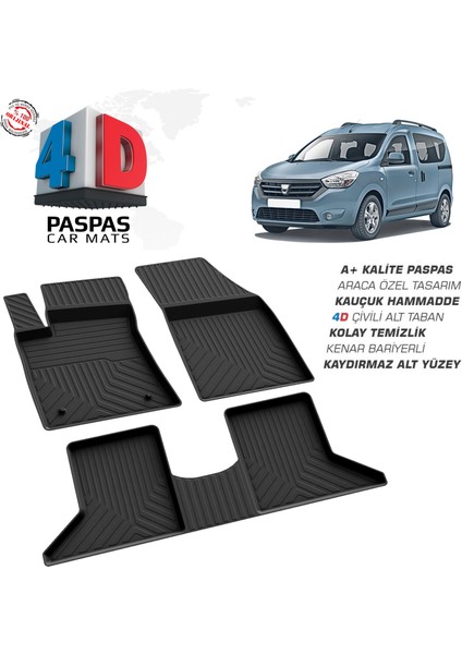 Dacia Dokker Ferrous 4d Havuzlu Kauçuk Paspas 2012 ve Üstü