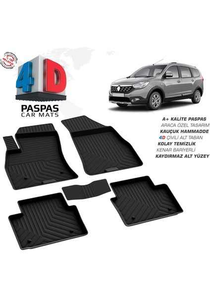 Dacia Lodgy Ferrous 4d Havuzlu Kauçuk Paspas 2012 ve Üstü