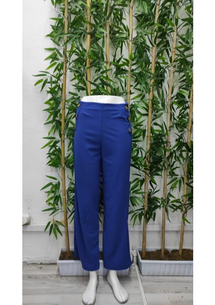 Kadın Düğme Detay Bol Paça Ithal Krep Pantolon fırsatları