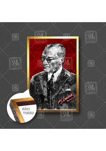 Mustafa Kemal Atatürk Imzası Beşiktaş Çerçeveli Dikey Kanvas Tablo