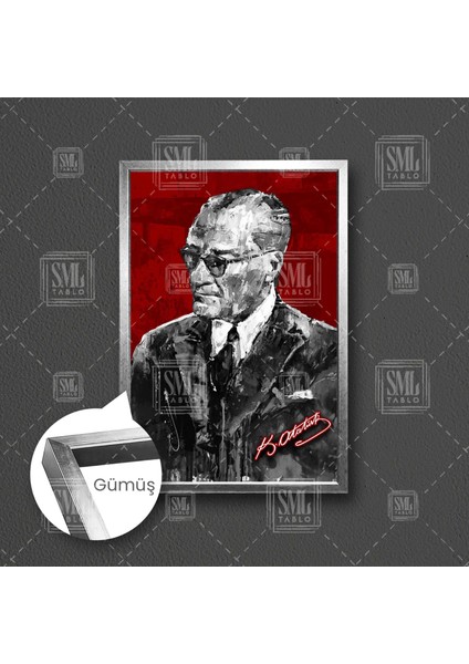 Mustafa Kemal Atatürk Imzası Beşiktaş Çerçeveli Dikey Kanvas Tablo
