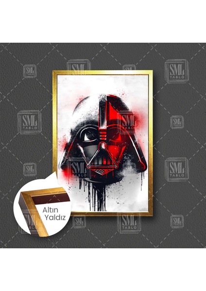 Star Wars Darth Wader Kara Lord Kask Sprey Efsane Film Çerçeveli Dikey Kanvas Tablo