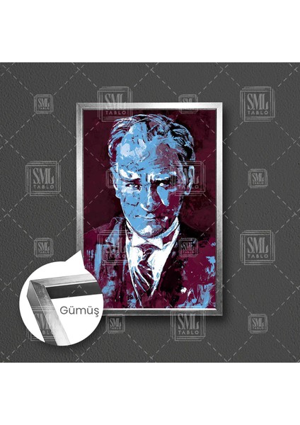 Mustafa Kemal Atatürk Bordo Mavi Trabzonspor Çerçeveli Dikey Kanvas Tablo fırsatları