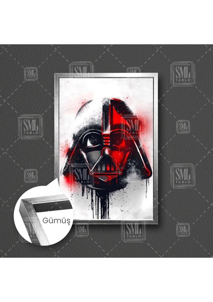 Star Wars Darth Wader Kara Lord Kask Sprey Efsane Film Çerçeveli Dikey Kanvas Tablo fırsatları