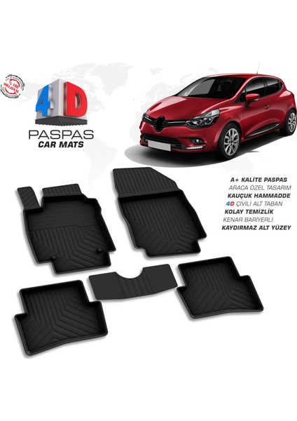 Renault Clio 4 - 4d Havuzlu Paspas 2012 ve Üzeri