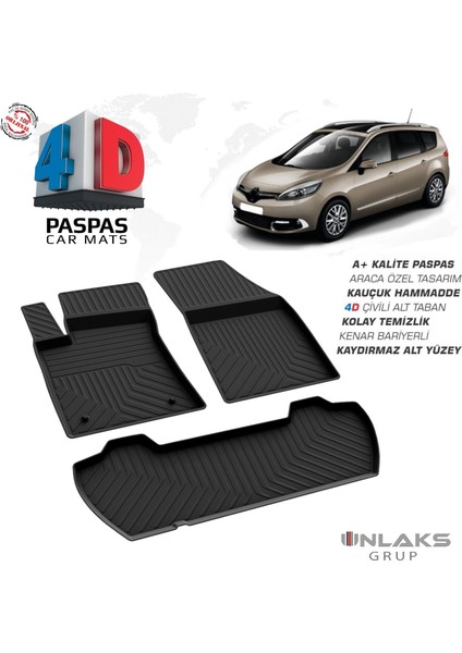 Renault Scenic 3 - 4d Havuzlu Paspas 2009-2016 Arası