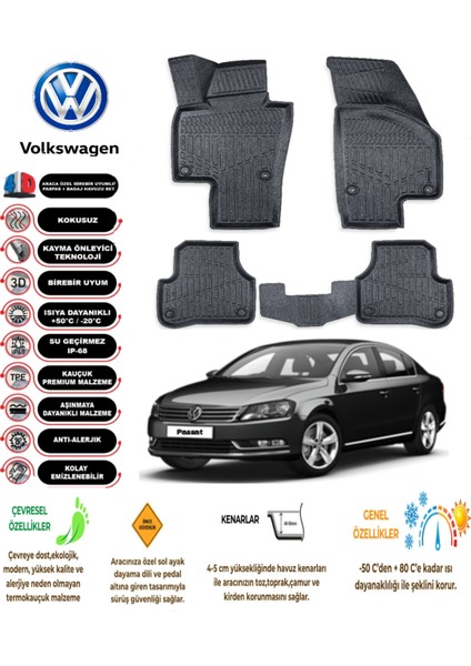 Volkswagen Passat B7 2011 Model 4d Araca Özell Havuzlu Paspas Takımı