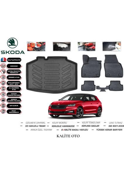 Skoda Fabia 2023 Model 3D Bagaj Havuzu+4d Havuzlu Paspas Setii