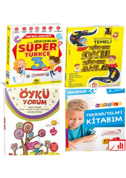 3. Sınıf Yeni Nesil Sorularla Süper Türkçe+ Süper Oku Anla +Öykü Yorum ve Tekrar / Telafi Kitabım