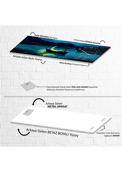 Saatli Sandal ve Ay Cam Tablo fırsatları