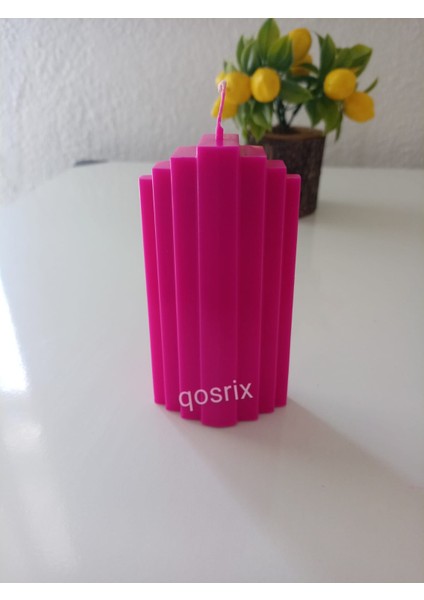 Pembe Fuşya Doğal Kokulu Sütun Geometrik Şekil Kule Mum Dekoratif 1 Adet fiyatları