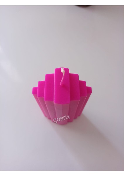 Pembe Fuşya Doğal Kokulu Sütun Geometrik Şekil Kule Mum Dekoratif 1 Adet modelleri