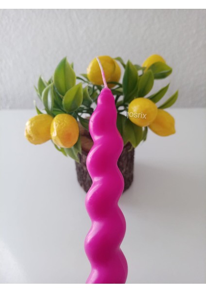 Pembe Fuşya Italyan Burgulu Şamdan Mumu Doğal Kokulu Uzun Çubuk Konik Burgu Spiral Mum Dekoratif 1 Adet fırsatları