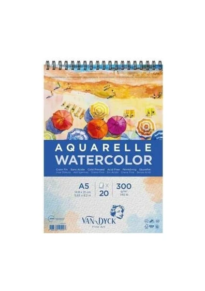 Van Dyck Aquarelle Watercolor Suluboya Resim Defteri A5 300 Gr 20 Yp