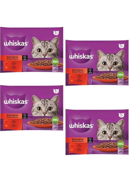 Pouch Sos Içinde Sığırlı ve Tavuklu Yetişkin Kedi Konservesi 85 gr 4'lü x 4 Adet