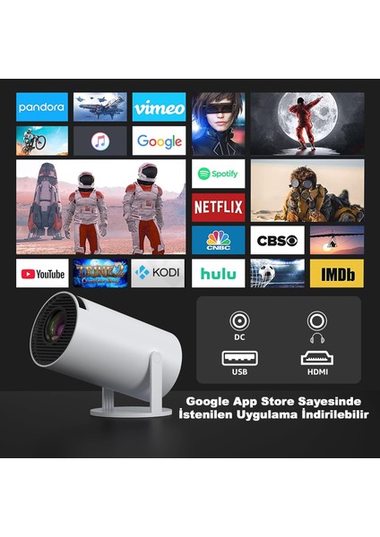 Mini Projeksiyon Taşınabilir Projeksiyon Cihazı Hd Projeksiyon Cihazı Android 11 Android Tv Projeksiyon Cihazı Ev Sinema Projeksiyon Akıllı Hoparlörlü Projeksiyon Wifi Bluetooth Taşınabilir