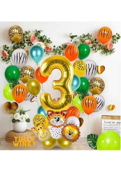 Safari Temalı Balon Zincir Seti Dogum Günü Konsepti