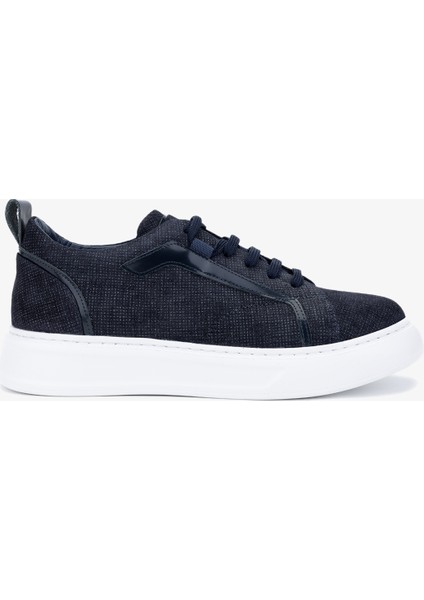 Timzy Erkek Lacivert Deri Deri Sneakers & Spor Ayakkabı 698 1058-10 Erk Ayk Y24