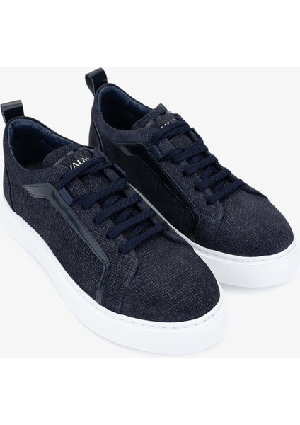 Timzy Erkek Lacivert Deri Deri Sneakers & Spor Ayakkabı 698 1058-10 Erk Ayk Y24