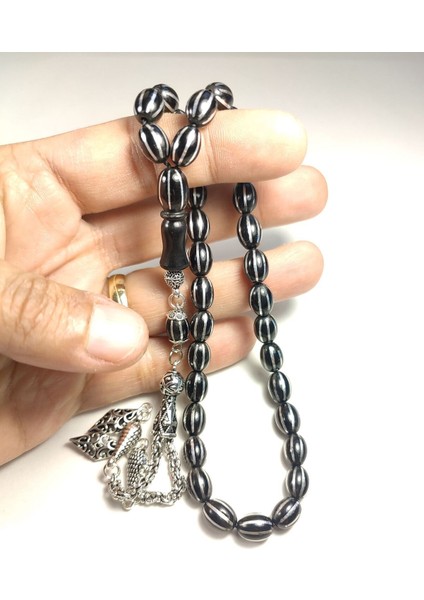 Alman Gümüş Püsküllü El Boy 8 Li Gümüş Yarma Oltu Sertifikalı 4856