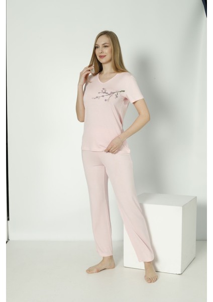 Kadın Viskon Çıkmakol Pijama Takım