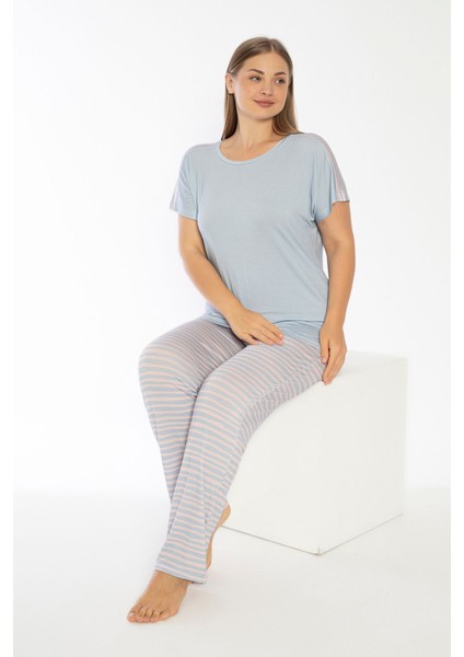 Kadın Viskon Battaş Kısakol Pijama Takım