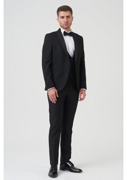 Phoenix D2406 Slim Fit 6 Drop Likralı Damatlık Takım Elbise Siyah modelleri